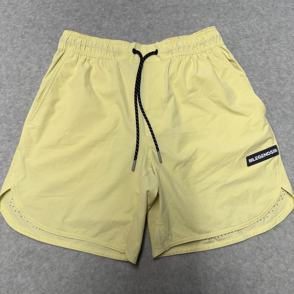 Legends Luka Shorts Mens Small Yellow 7in Drawstring Running Athletic Gym